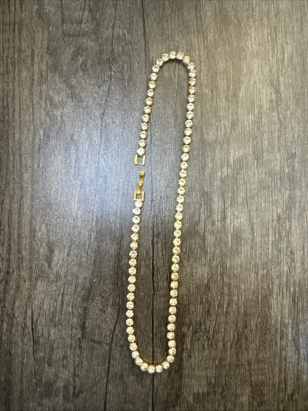 18 inch shiny cubic Gold VVS1 Moissanite Crystal Tennis Necklace Women Jewelry